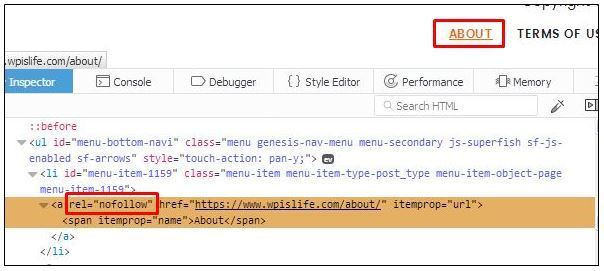Cách thêm nofollow vào nav menu wordpress