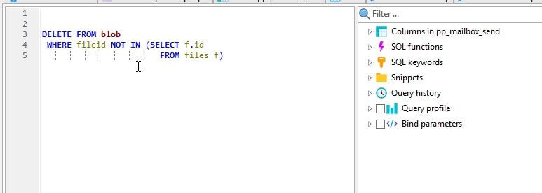MYSQL delete row id not in other table