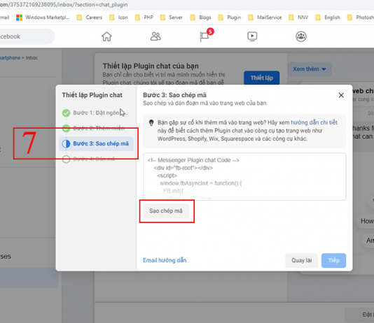 Hướng dẫn gắn fanpage facebook chat messenger vào website Hướng dẫn gắn facebook fanpage chat messenger vào website bước 7