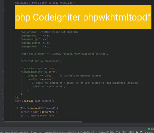 Codeigniter chuyển nội dung html thành pdf – convert html to pdf PHP Codeigniter phpwkhtmltopdf